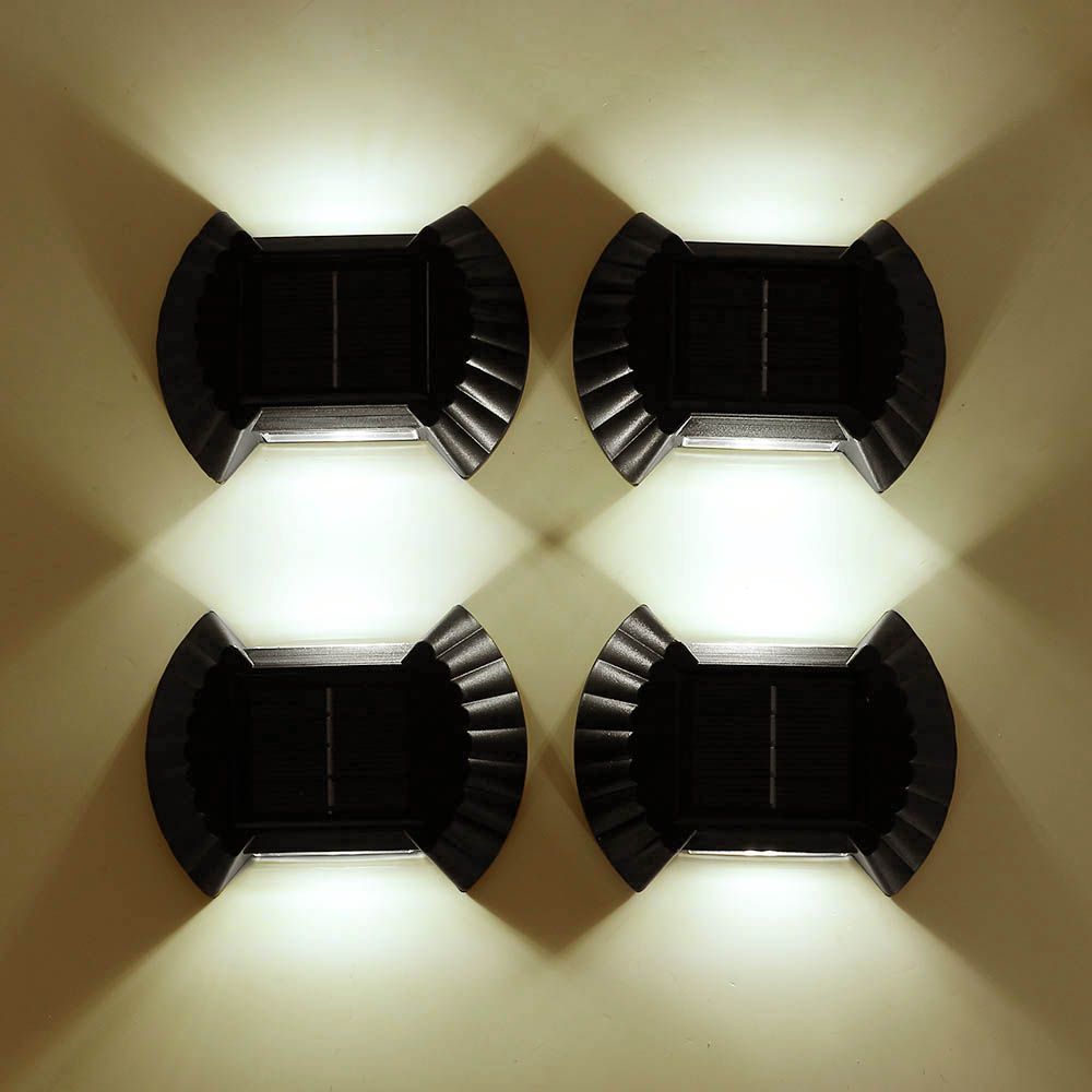 LED 물결 태양광 벽부등 4p세트 외부 야외벽조명